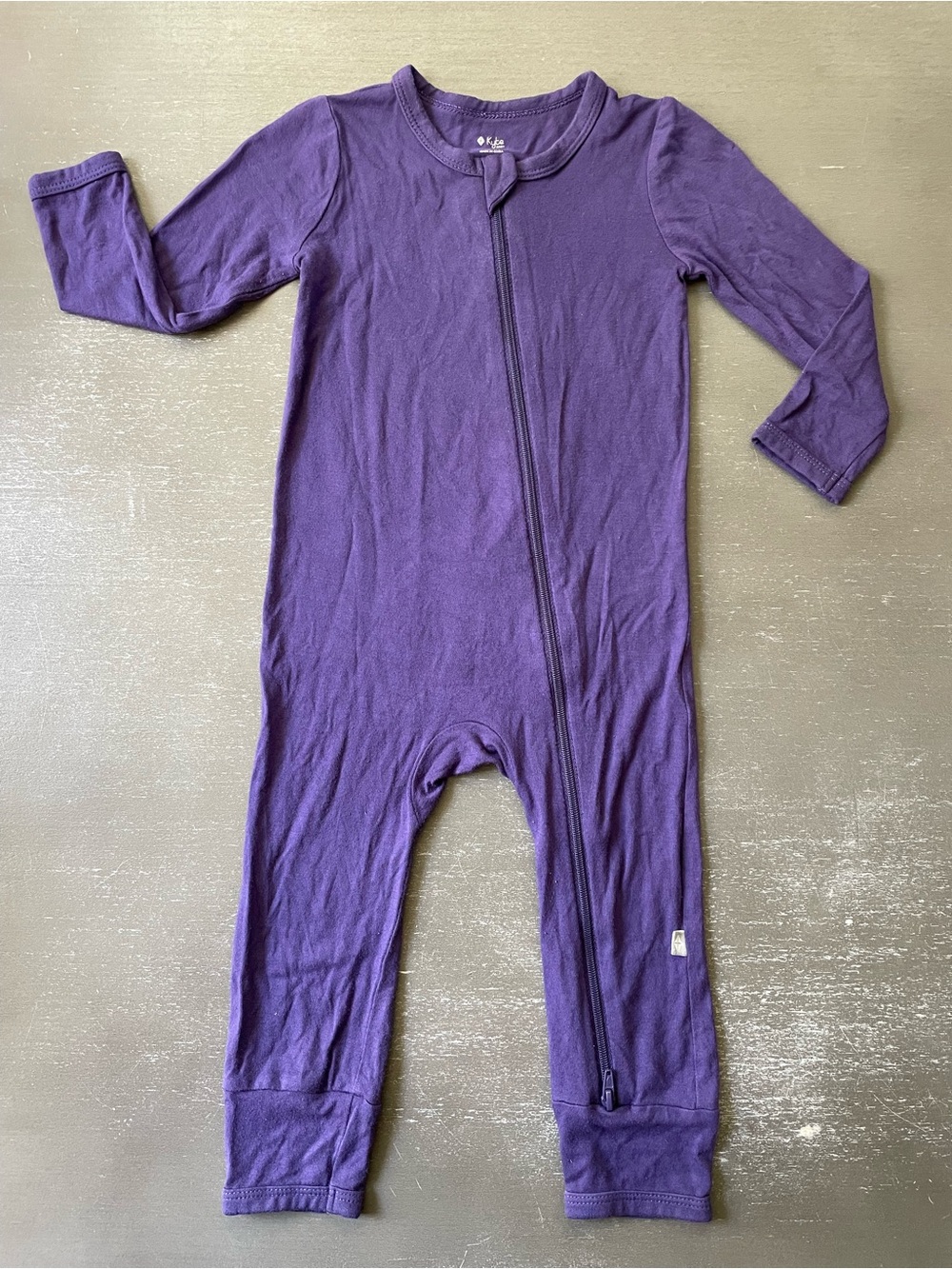 Kyte BABY Long Sleeve Zipper Romper in Eggplant Purple